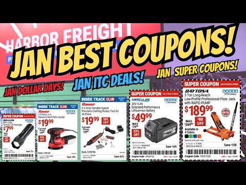 Harbor Freight ALL Best January DEALS ITC SUPER COUPONS Instant Savings Dollar Days!!
