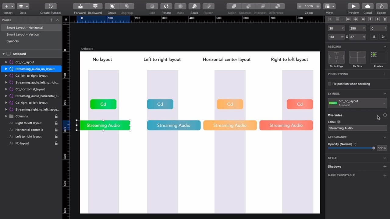 Using Smart Layout in Sketch