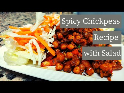 Spicy Chickpeas Recipe with Salad