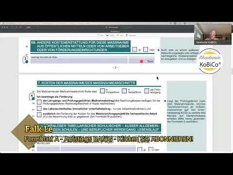 Formblatt A - Aufstiegs BAföG