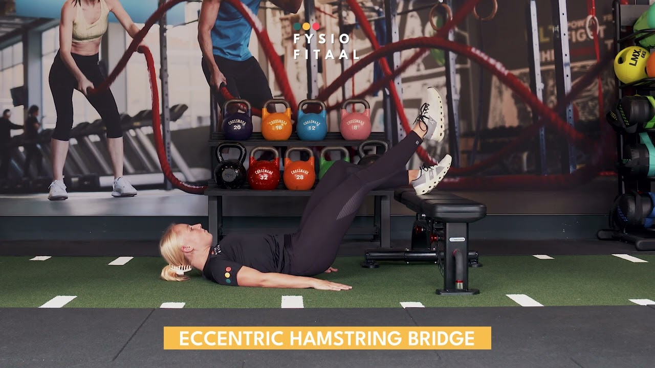Video thumbnail: Eccentric hamstring bridge - instructional video