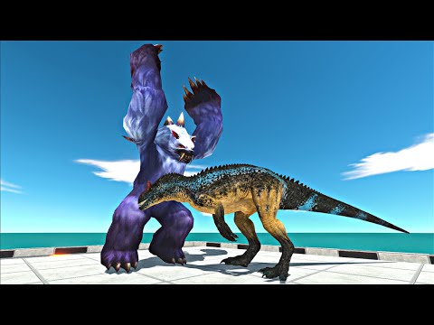 Mutant Bear vs Wild Carnivore Dinosaurs on Lava Tank - Animal Revolt Battle Simulator