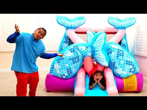 Wendy Pretend Play with Giant Mermaid Bounce PlayHouse