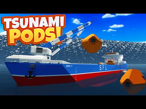 Surviving a GIANT Tsunami Wave & Whirlpool Using Tsunami Pods in Stormworks!