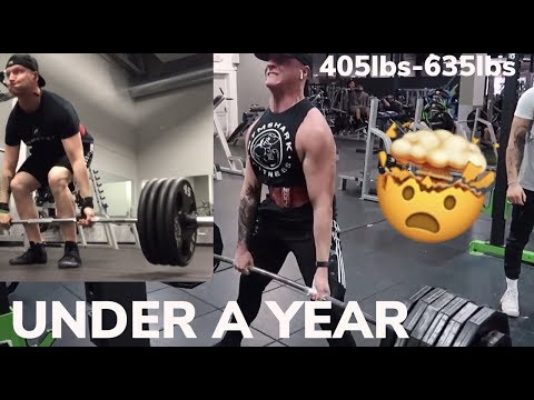 1 YEAR DEADLIFT TRANSFORMATION 405lbs-635lbs