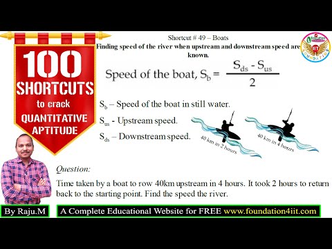 Boats and Streams Problems || Shortcut # 49 || Quantitative Aptitude Test ||