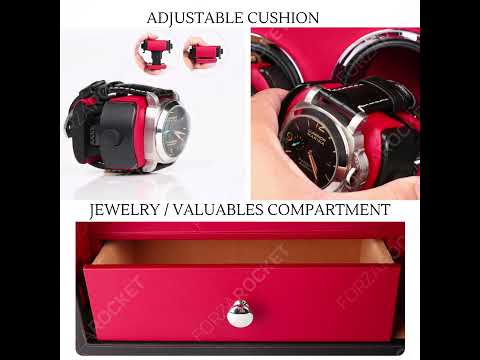 Automatic Watch Winder Safe with Biometric Fingerprint Key Code Lock 8 Watches EXPLOSION-PROOF GLASS