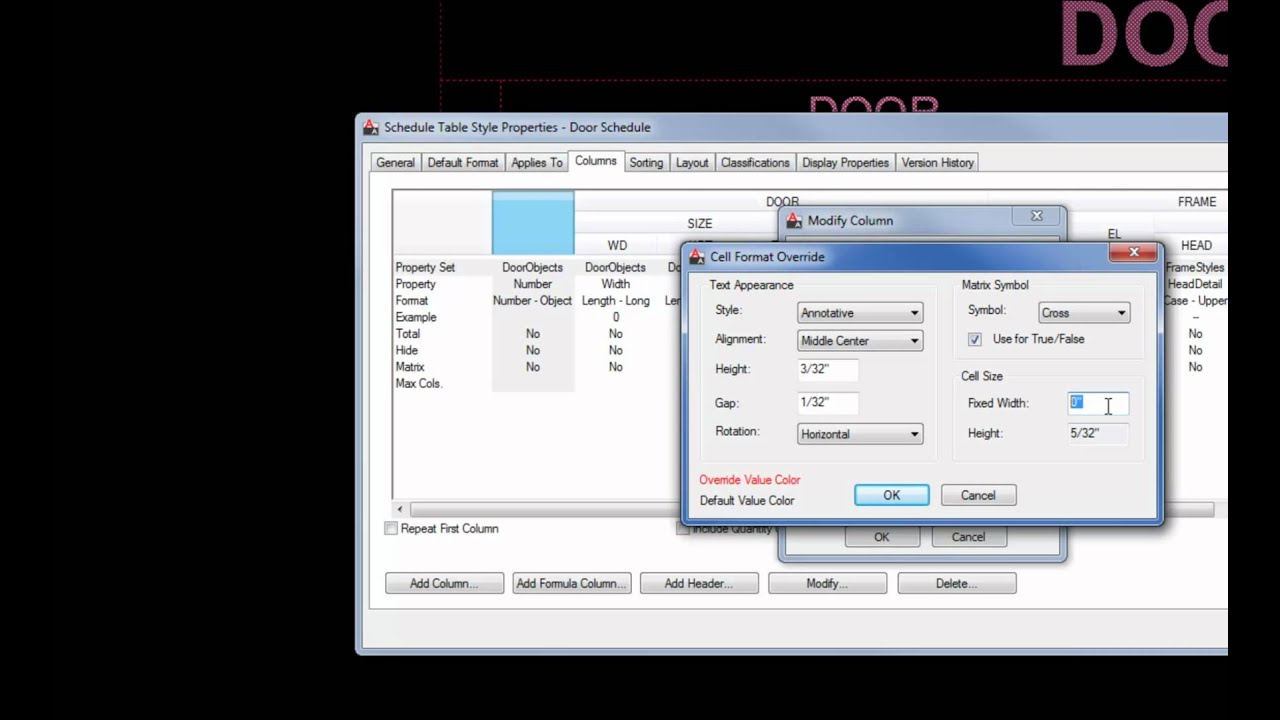 ACA: Door & window schedules