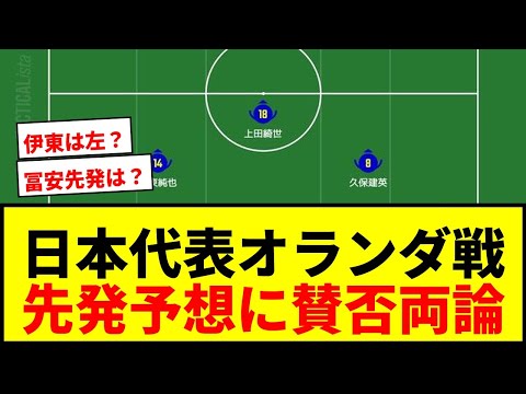 【日本代表】オランダ戦先発予想!冨安健洋が右CB、伊東純也が左シャドー!