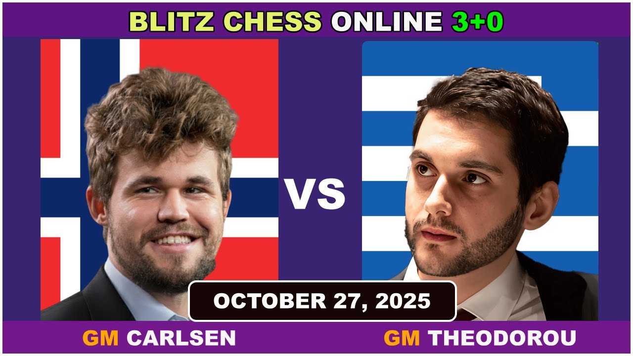 Magnus Carlsen vs Nikolas Theodorus | Blitz Chess 3+0 | ChessCom | October 27, 2025