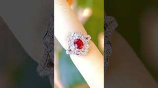😍wow, 1.05CT PIGEON BLOOD RUBY &amp; DIAMOND &amp; 18K GOLD RING. No treatment. GRS certificate. 🎁✈️