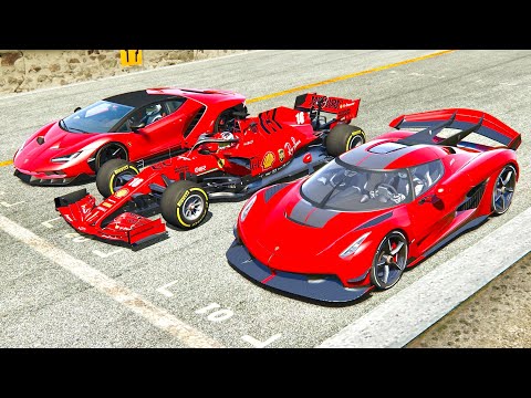 Koenigsegg Jesko vs Ferrari F1 2020 vs Lamborghini Centenario - Monza