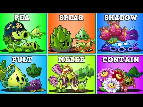 PEA x SPEAR x SHADOW x PULT x MELEE x CONTAIN - Who Will Win? - PvZ 2 Team Plants vs Team Plant