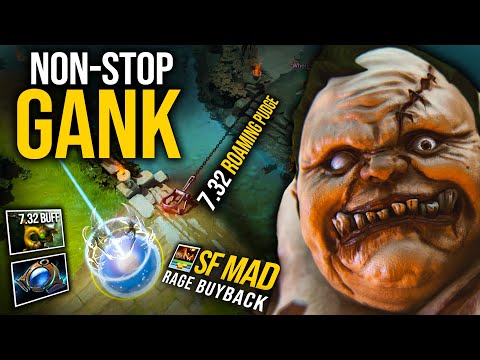 7.32 Roaming Pudge Non-stop Ganking Midlane Make Grandmaster SF MAD Rage Buyback | Pudge Official
