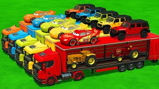 MASSIVE CARGO TRANSPORT WITH JEEP 4x4 CARS, MCQUEEN & TRUCKS - FS25
