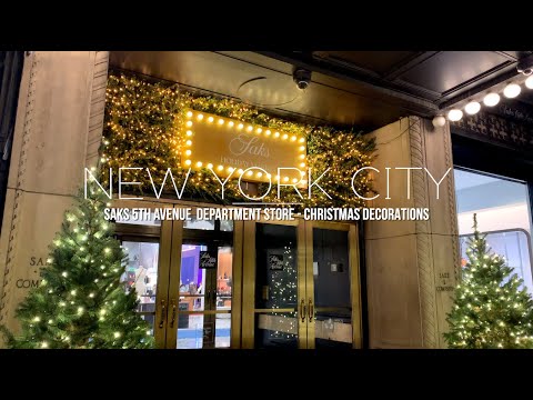 [4k] NEW YORK CITY - Saks 5th Ave Department Store Christmas Decorations 2022