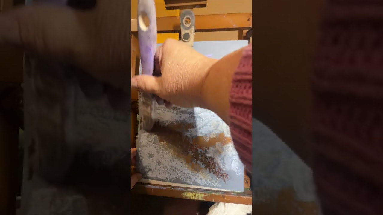 Painting a winter scene with oil pastels 