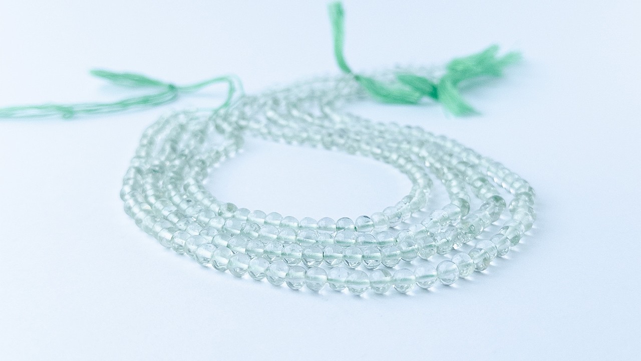 Green Amethyst | Smooth Round | 4.5mm or 4.8mm Bead Size | 33cm Strand Length video