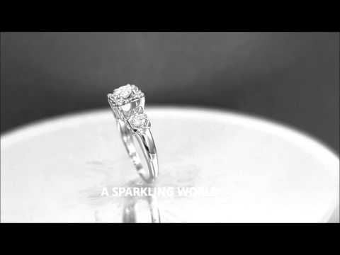 14k White Gold Round Cut Diamond Engagement Ring Art Deco Antique Style 0.60ct - ASW - 990N