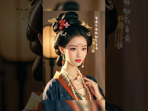 云髻高盘花钿妆，珍珠翠玉映华光。红裙蓝袄添风采，金镯银环韵满堂。 蛾眉轻挑目含香，樱唇浅笑绽芬芳。唐风汉韵千年醉，绝代佳人世无双。#古装#唐韵佳人#古风佳人