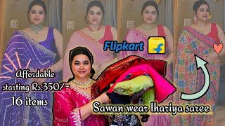 Flipkart Sawan special lhariya saree & jewellery set haul // Beautiful lhariya saree haul @flipkart