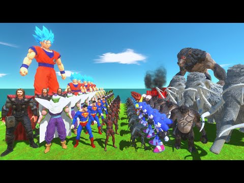 Super Saiyan Goku Team vs Werewolf Evolution Team - Animal Revolt Battle Simulator