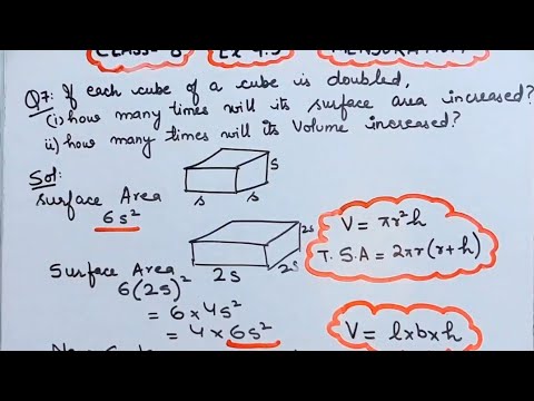 If each edge of Cube is doubled how many times will its surface area increase How many times volume