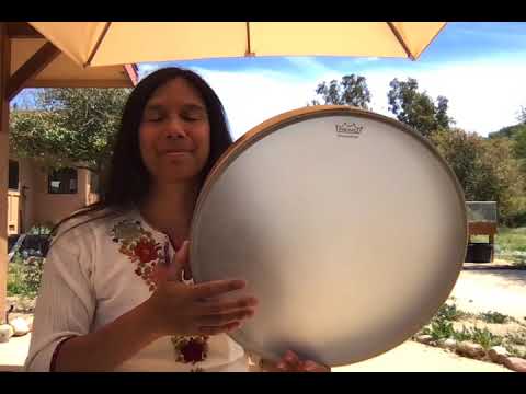 Drum and sing along to a calming rhythm with Miranda Rondeau on frame Drum