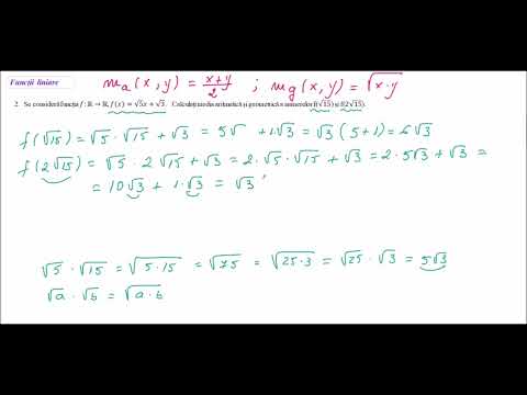 Funcții liniare - Ex. 2 - Calculați media aritmetică și geometrică a numerelor f(√15) și f(2√15)