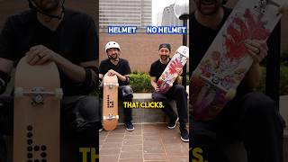 Helmet VS no helmet!? #skateboarding #skateboardvibes #kickflip