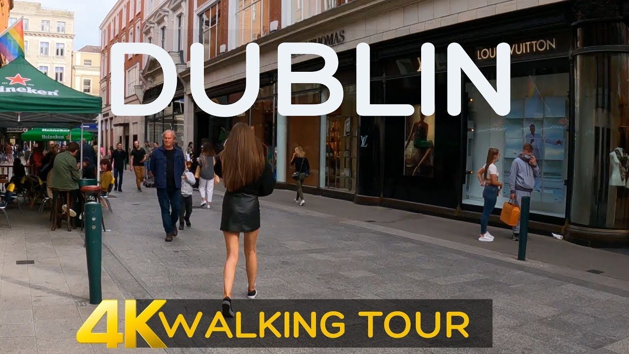 Immersive street-level walking tour through Dublin Grafton Street, Ireland, showcasing authentic urban landscapes, local architecture, and the vibrant atmosphere of the city's neighborhoods