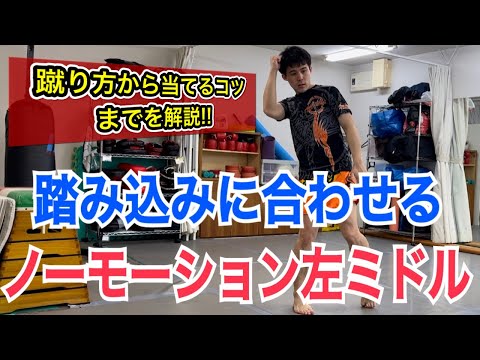 相手の踏み込みに合わせる”ノーモーション左ミドル”の蹴り方！~どのタイミングで蹴るのかも全て解説~