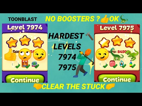 Toon Blast Level 7974 7975 - No Booster?🤺 Stuck🤛Guide🦕✨🦖