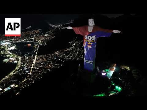 'SOS Venezuela' projected on Christ the Redeemer Statue in Rio