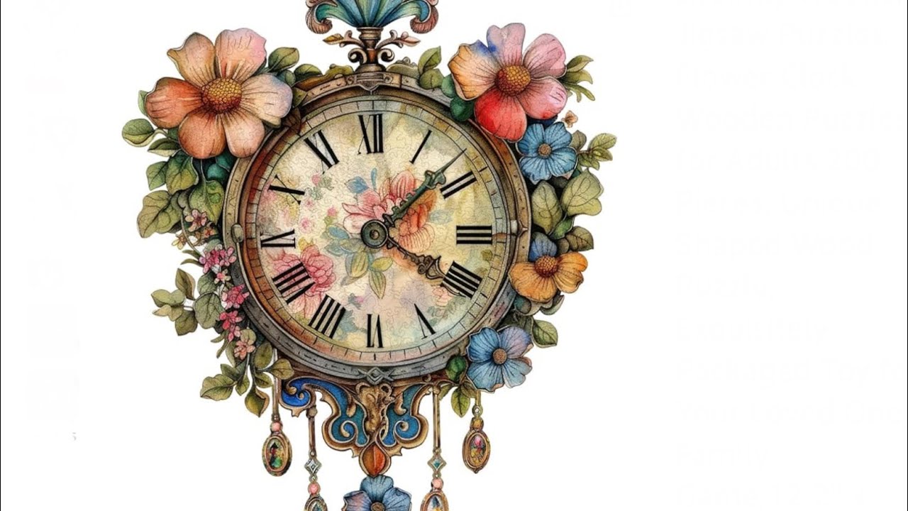 Jiroinlly Wooden Jigsaw Puzzles, Flower Clock Wooden Puzzles, Unique Shaped Wood Puzzle
