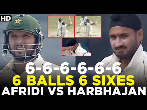 Shahid Afridi vs Harbhajan Singh | 6️⃣ Balls 6️⃣ Sixes | 6️⃣-6️⃣-6️⃣-6️⃣-6️⃣-6️⃣ | PCB | MA2A