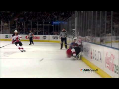 Mark Fayne boarding on Prust. New Jersey Devils vs NY Rangers Game 5 5/23/12 NHL Hockey