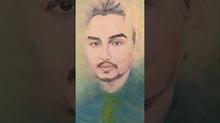 油絵で藤井風さん描いたよ　風を表現しました。風だけに。