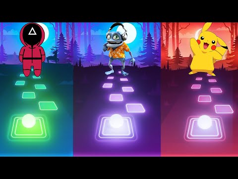 Squid Game vs Crazy Frog vs Pikachu   | Tiles Hop EDM Rush!