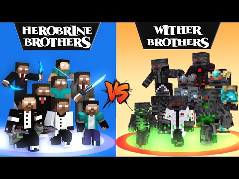 WITHER DEMON BROTHERS VS HEROBRINE BROTHERS : SAVING WITHER - MONSTER SCHOOL