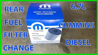 How to Replace the Rear Fuel Filter on a 2020 6.7L Cummins Diesel.