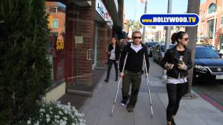 Billy Idol Hobbles on Crutches in Beverly Hills