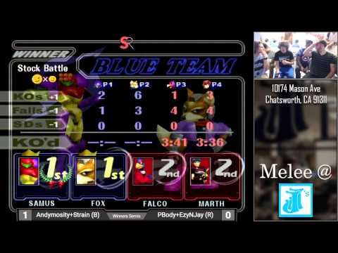 Melee at JJ's #21 - Andymosity + Strain vs. PBody + EzyNJay - Winners Semis