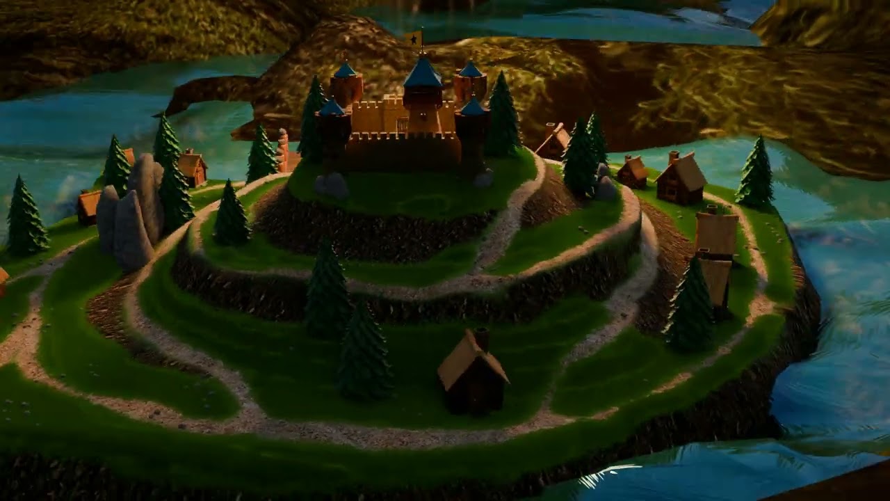 Средневековая крепость и деревня 3D Модель