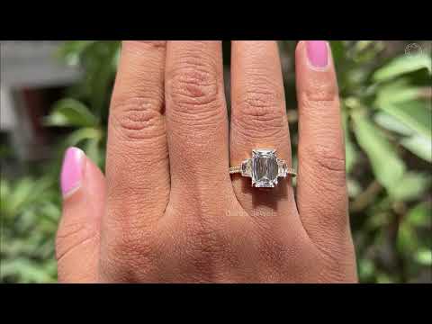 Three stone Criss Cut Diamond Engagement Ring @ourosjewels