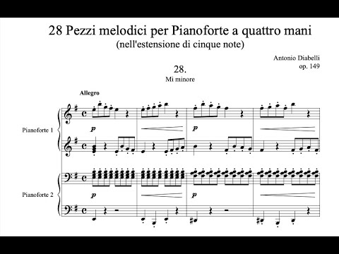 A. Diabelli - 28. Mi minore Allegro from "28 pezzi melodici" for Piano four hands (score)
