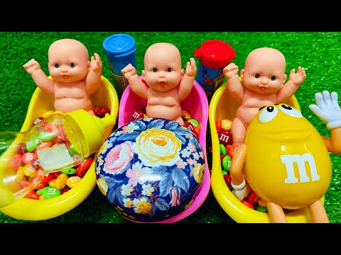 3 Super Sweet Candy Bath Dolls | ASMR Toys & Candy Surprise with M&M's #237 