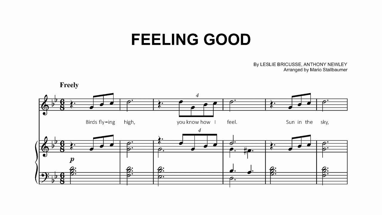 Feeling Good (Nina Simone) - Piano Sheet Music