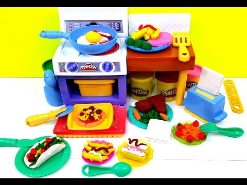 Baby Playing Toy Kitchen velcro fruit vegetables cooking soup baking bread cookies toy food Video