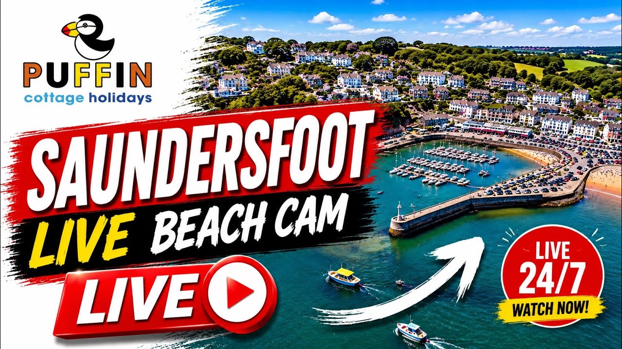 Live webcam view of Saundersfoot Beach and Harbour